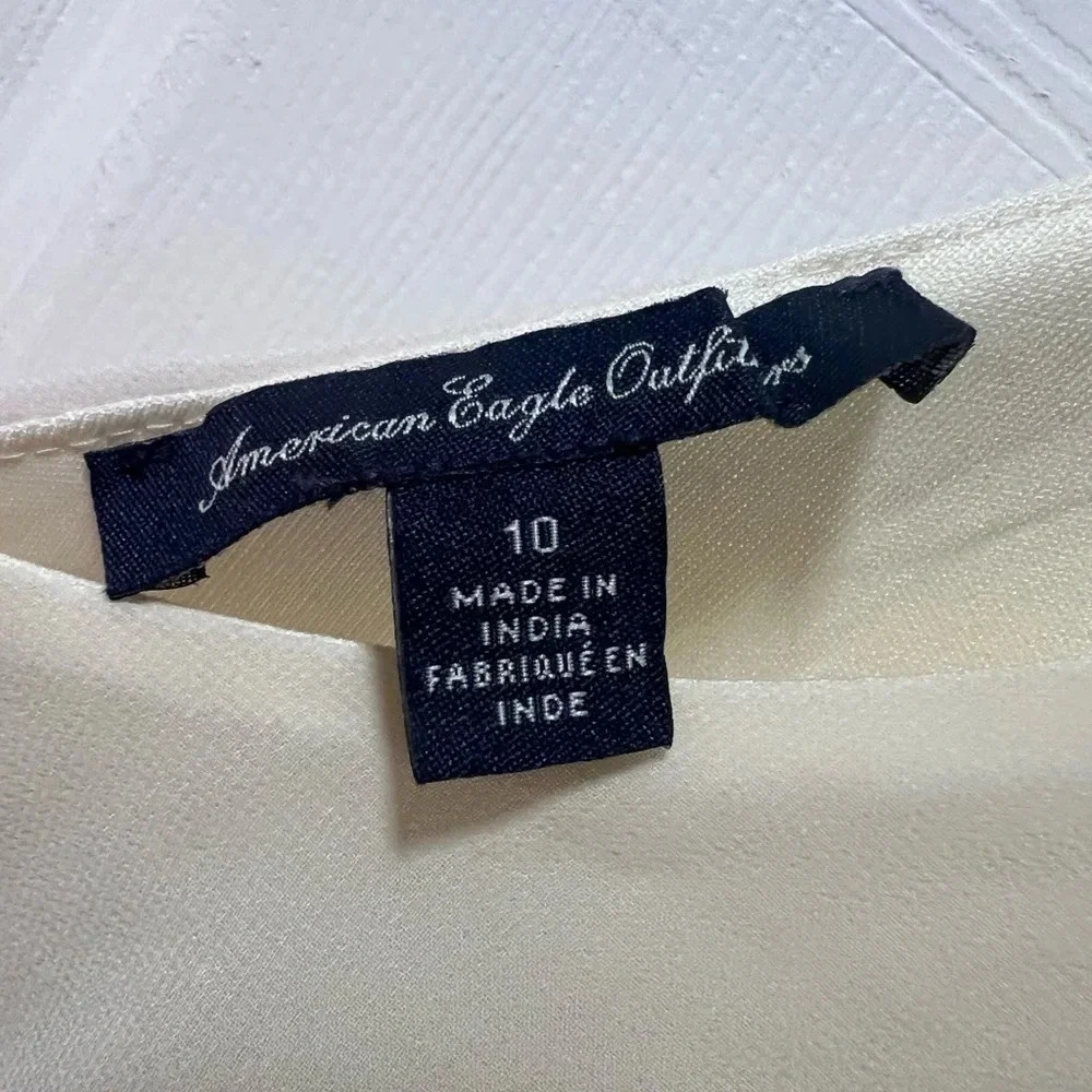 American Eagle Mini Fringe Sleeveless Cream Dress size 10 - Picture 5 of 8